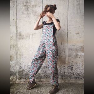Floral Block print cotton overalls